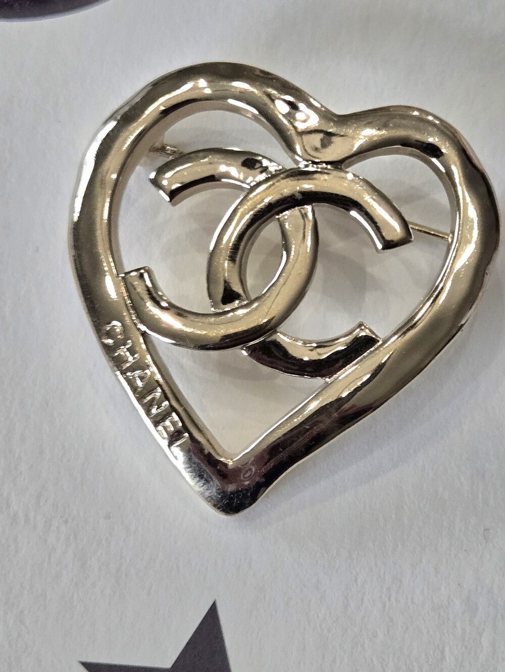 #155 - Chanel CC Heart Brooch - Authentic